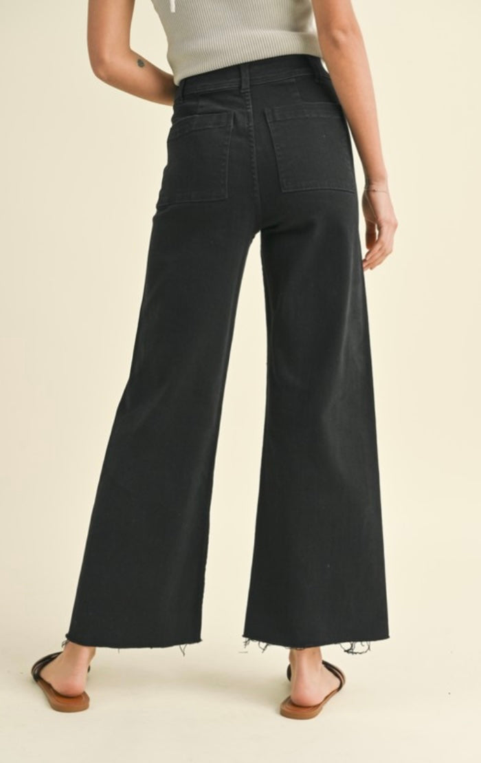 Washed Black Straight Leg Denim Pants