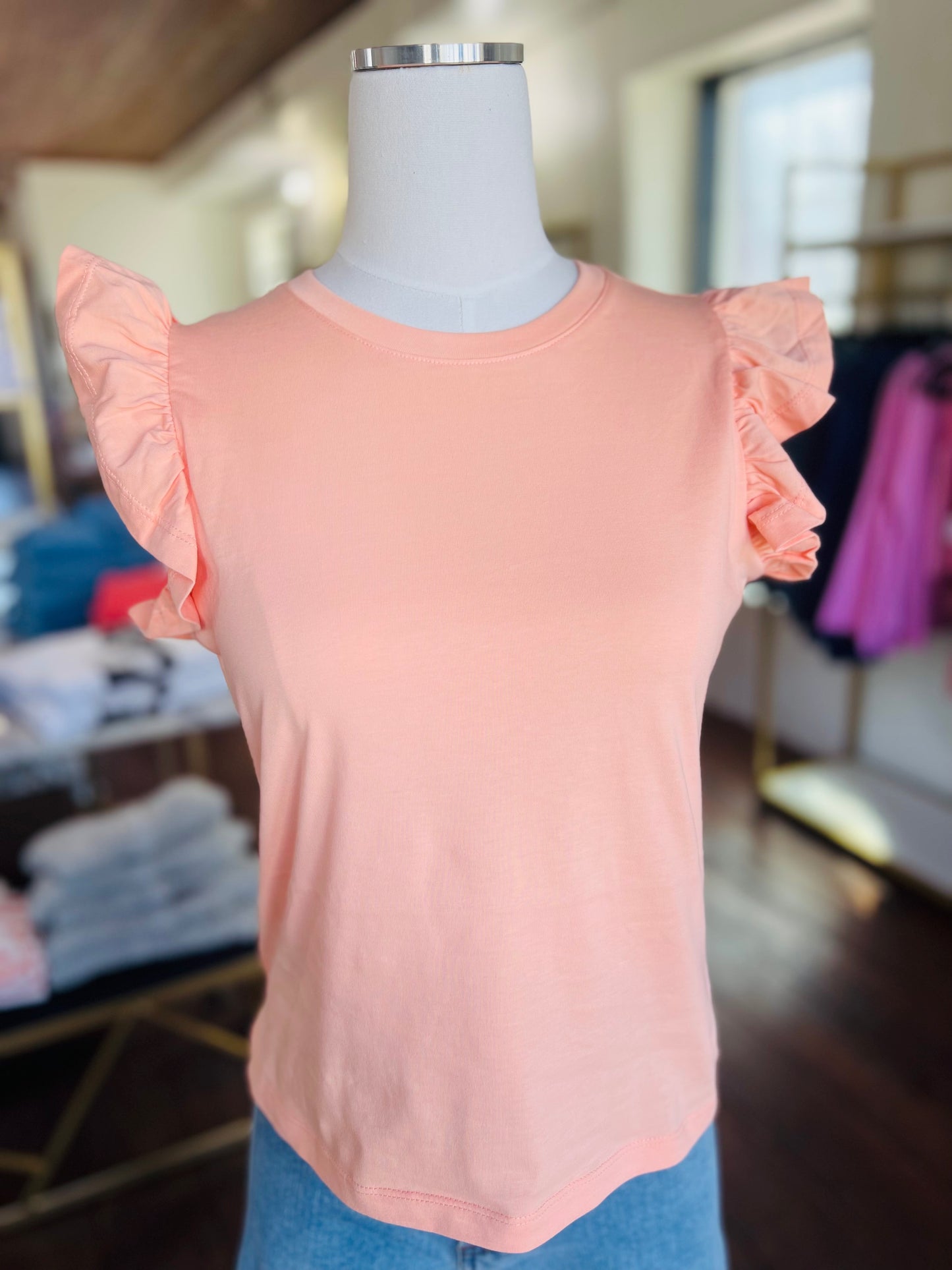 Apricot Flutter Sleeve Top