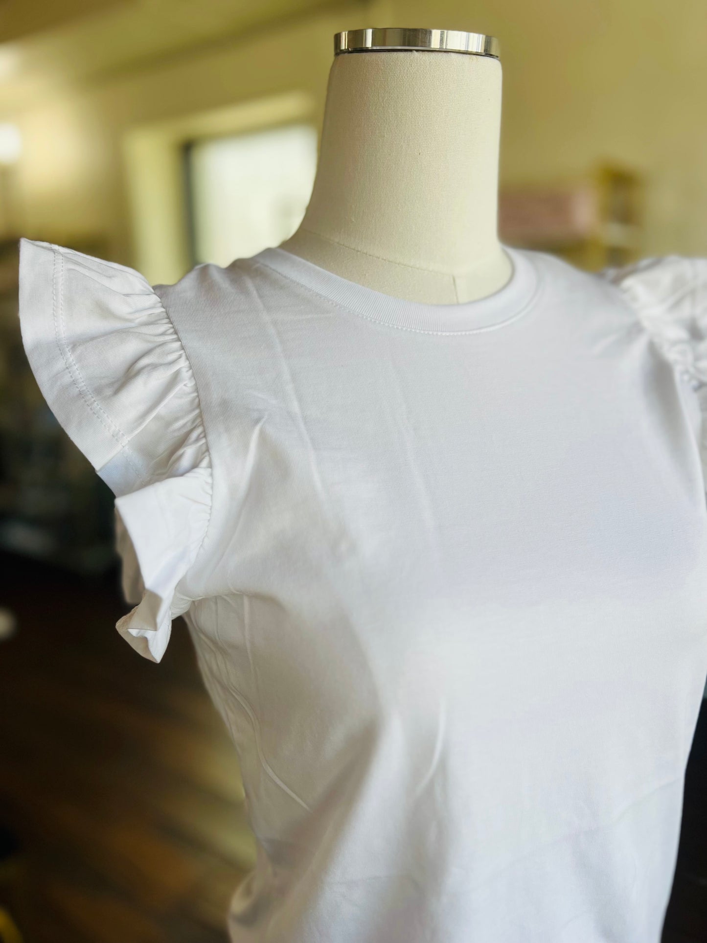 Bright White Flutter Sleeve Top