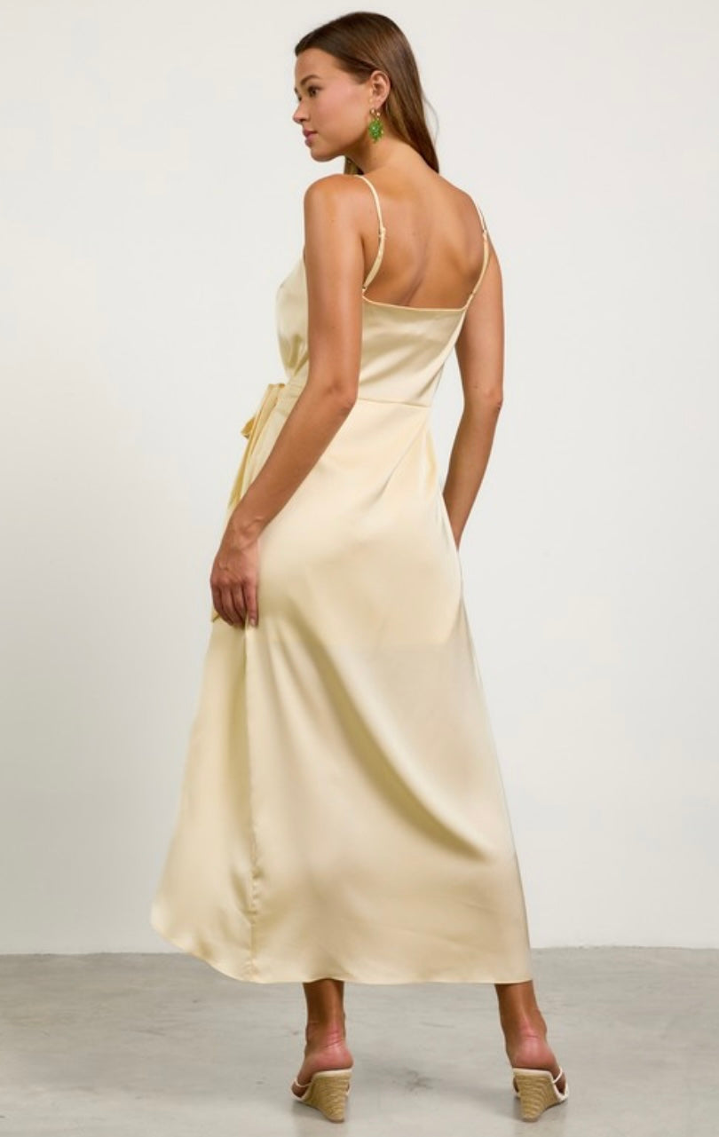Take Me To Kentucky Butter Yellow Satin Dress