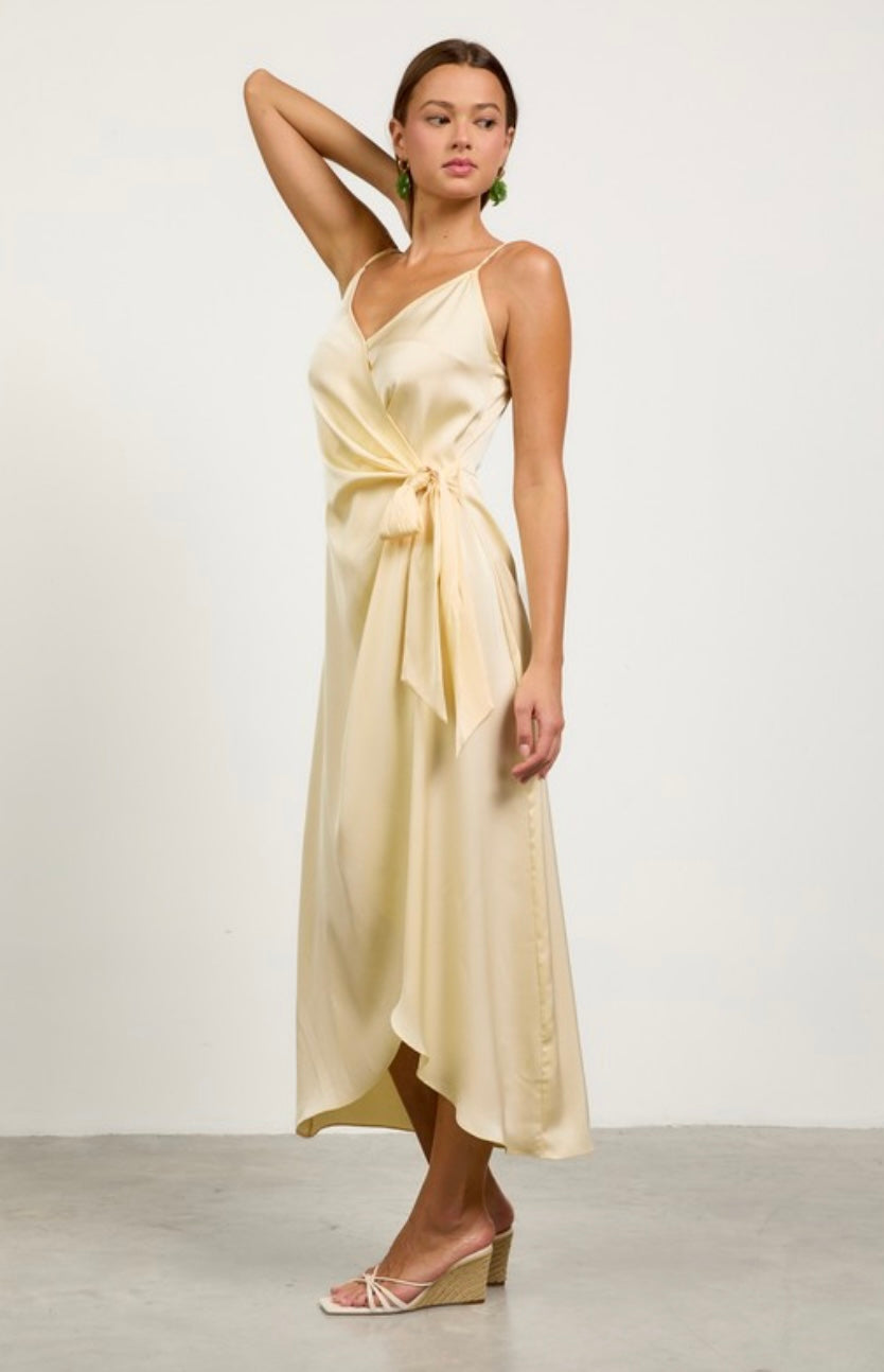 Take Me To Kentucky Butter Yellow Satin Dress