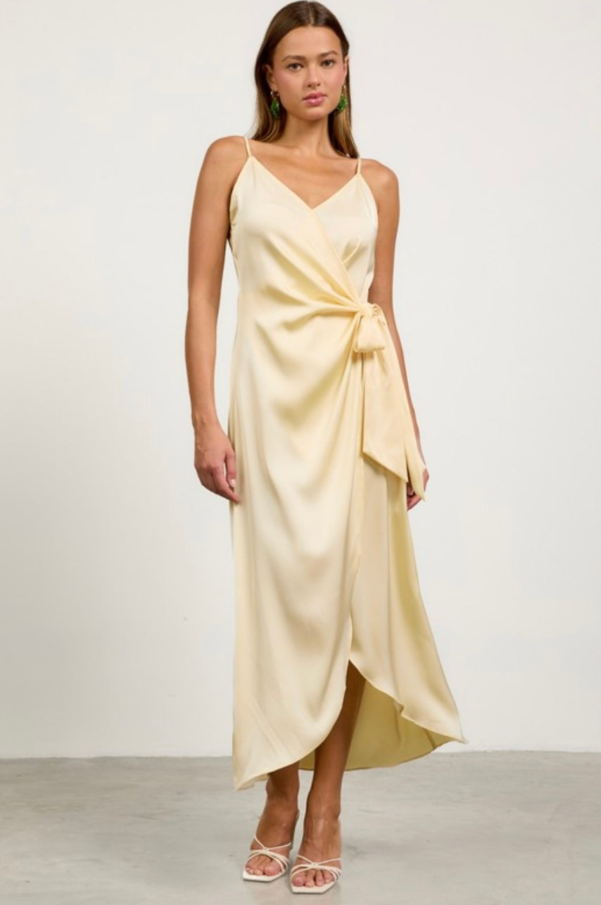 Take Me To Kentucky Butter Yellow Satin Dress