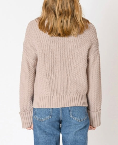 Cuffed Cardigan in Mushroom Brown