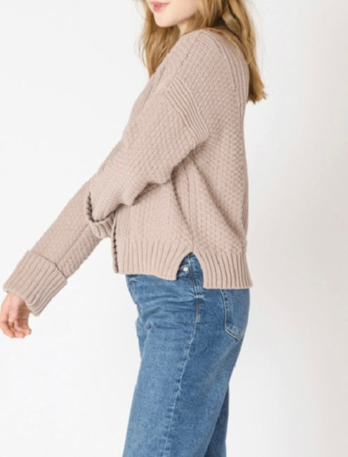 Cuffed Cardigan in Mushroom Brown