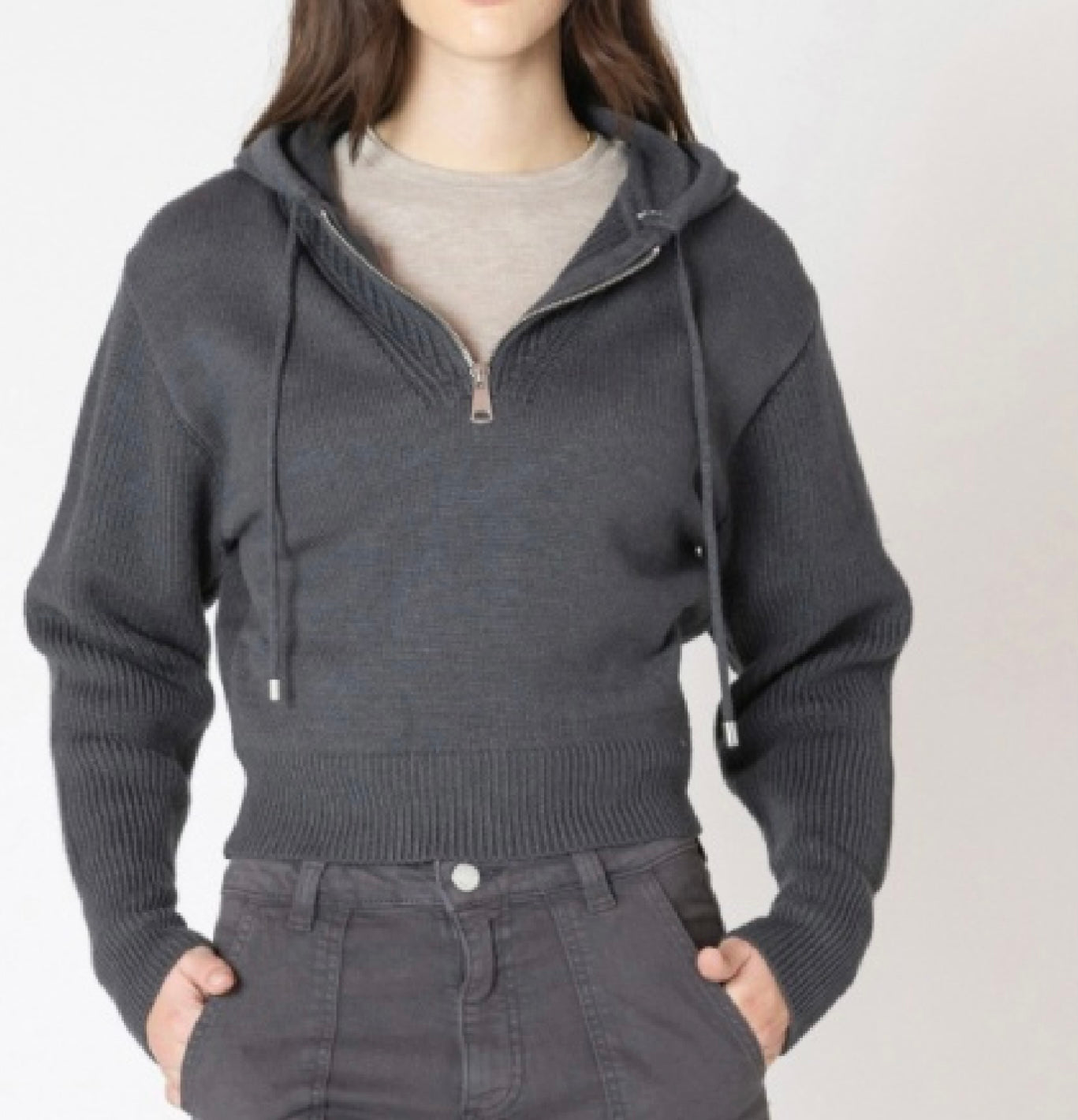 Smokey Gray Half Zip Sweater