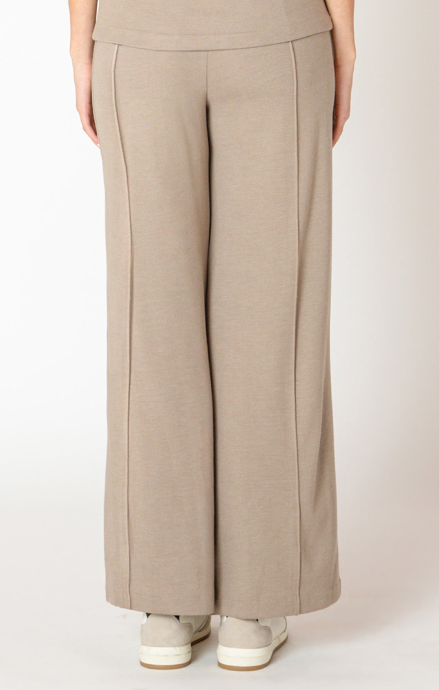Wide Leg Seam Detail Pant in Almond
