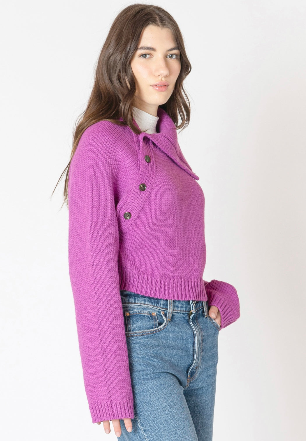 Orchid Asymmetrical Neckline Sweater
