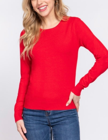 Long Sleeve Crewneck Basic Sweater