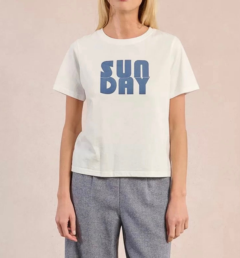 Sunday White Cotton T‑Shirt