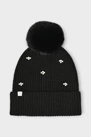 Cozy Luxe Pom Beanie With Pearl Embellishments