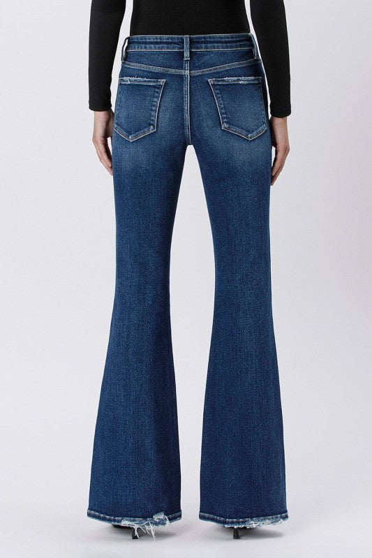 High Rise Full Length Flare Denim
