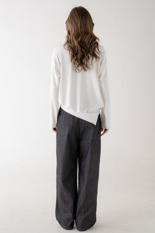 White Asymmetrical Lightweight Sweatshirt