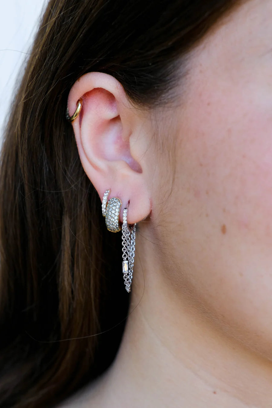Silver Chain Huggie Earrings