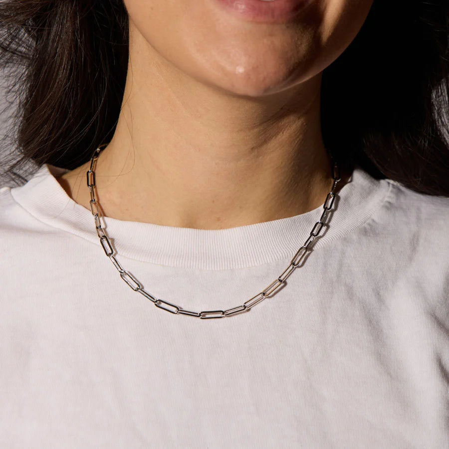 Silver Paperclip Chain Necklace