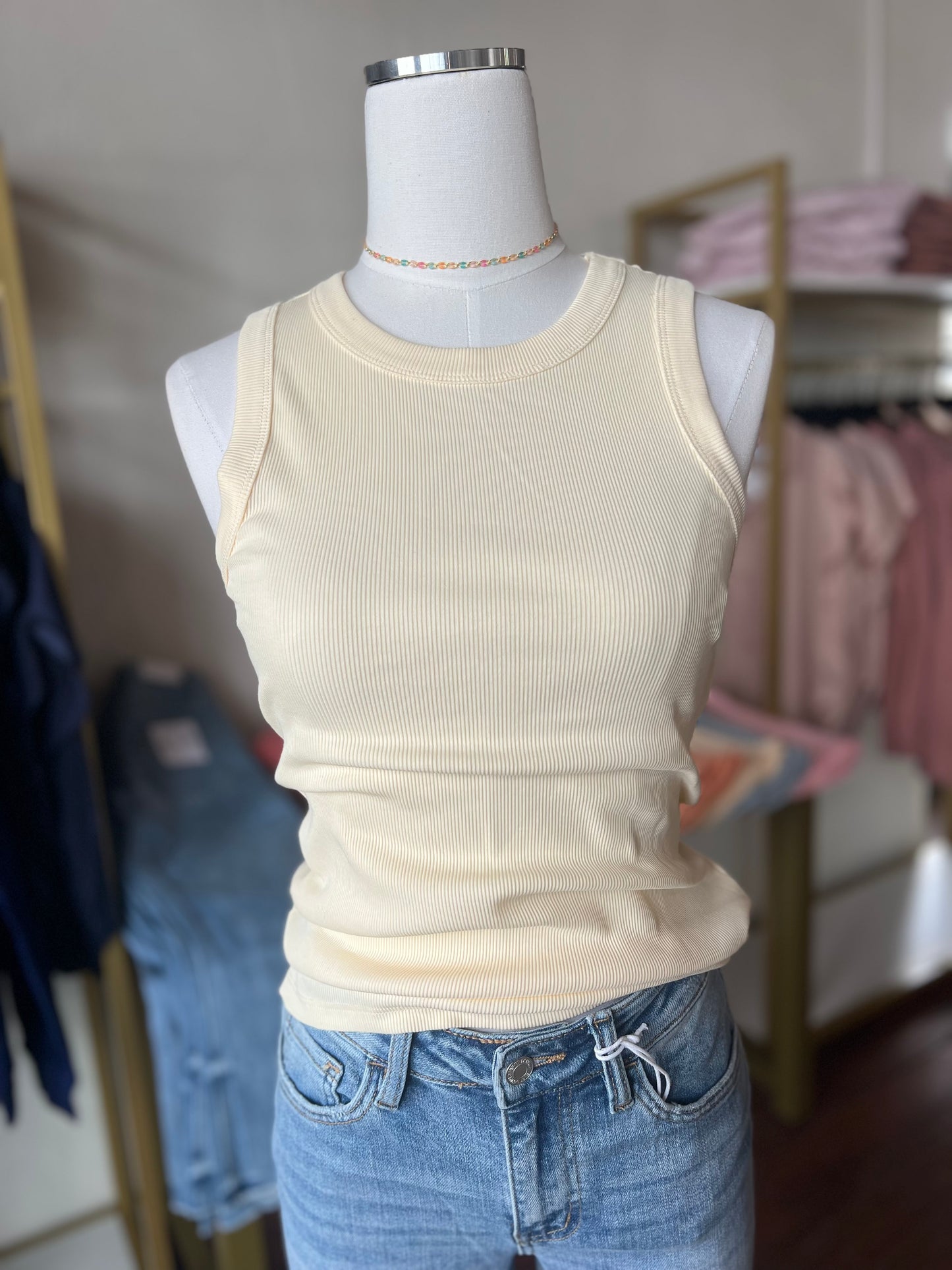 Butter Yellow Ribbed Tank Top