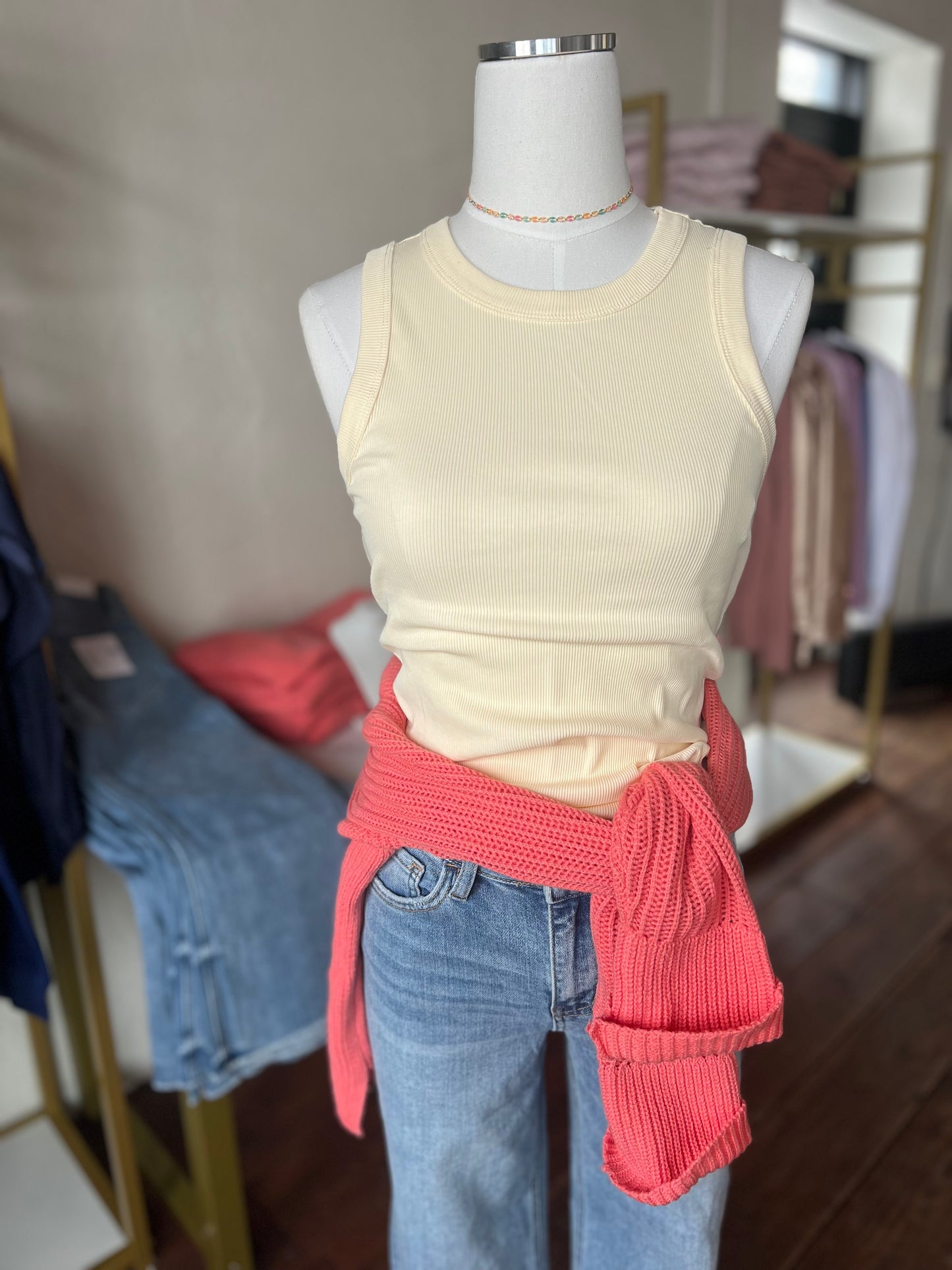 Butter Yellow Ribbed Tank Top