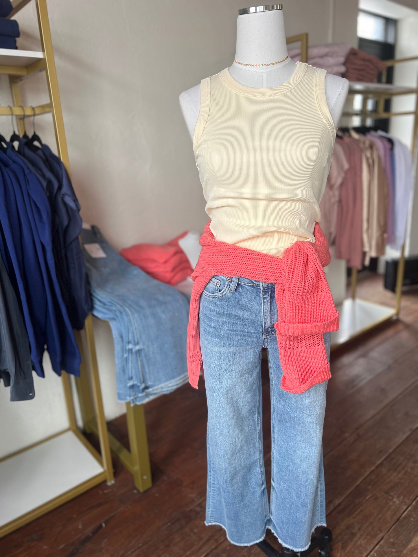 Butter Yellow Ribbed Tank Top