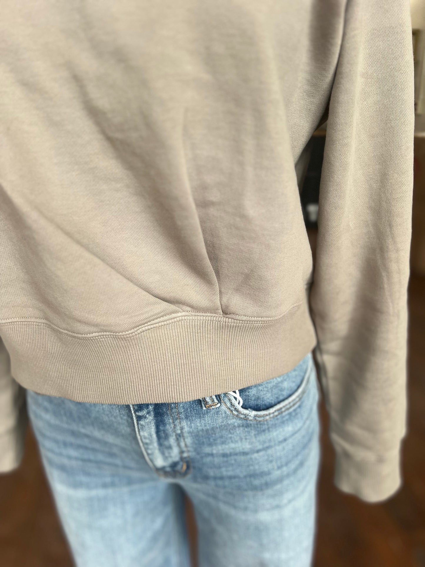 Pin Tuck Detail Sweatshirt in Mushroom Brown