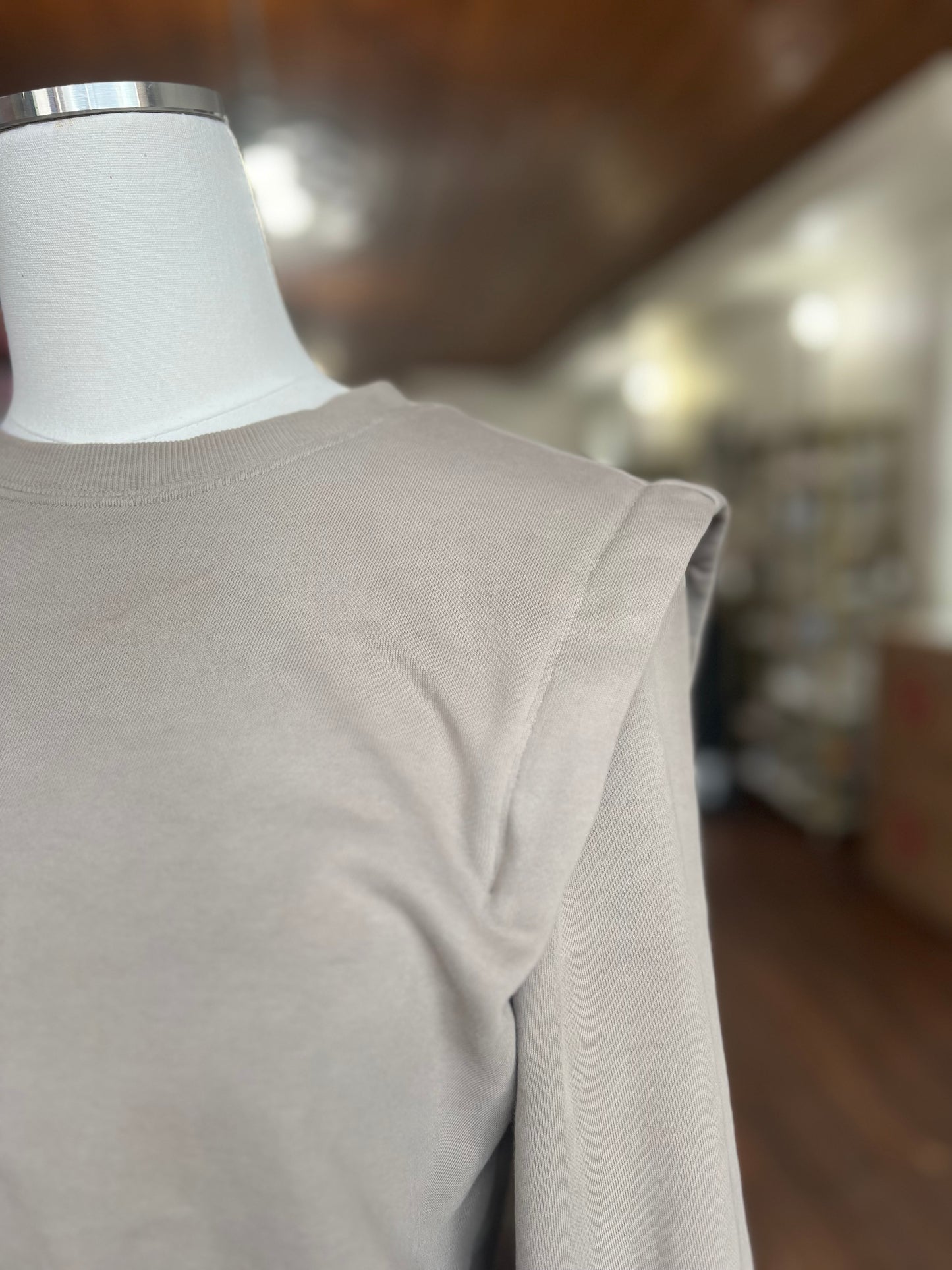 Pin Tuck Detail Sweatshirt in Mushroom Brown