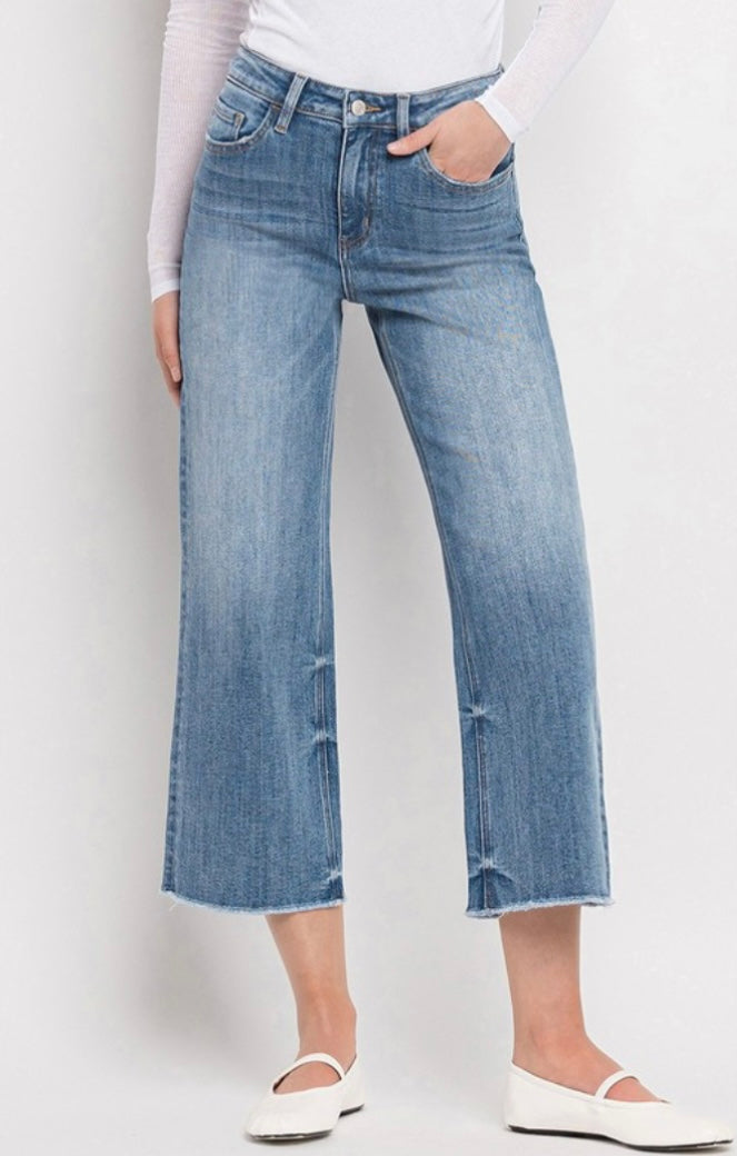 Super High Rise Medium Wash Straight Leg Denim