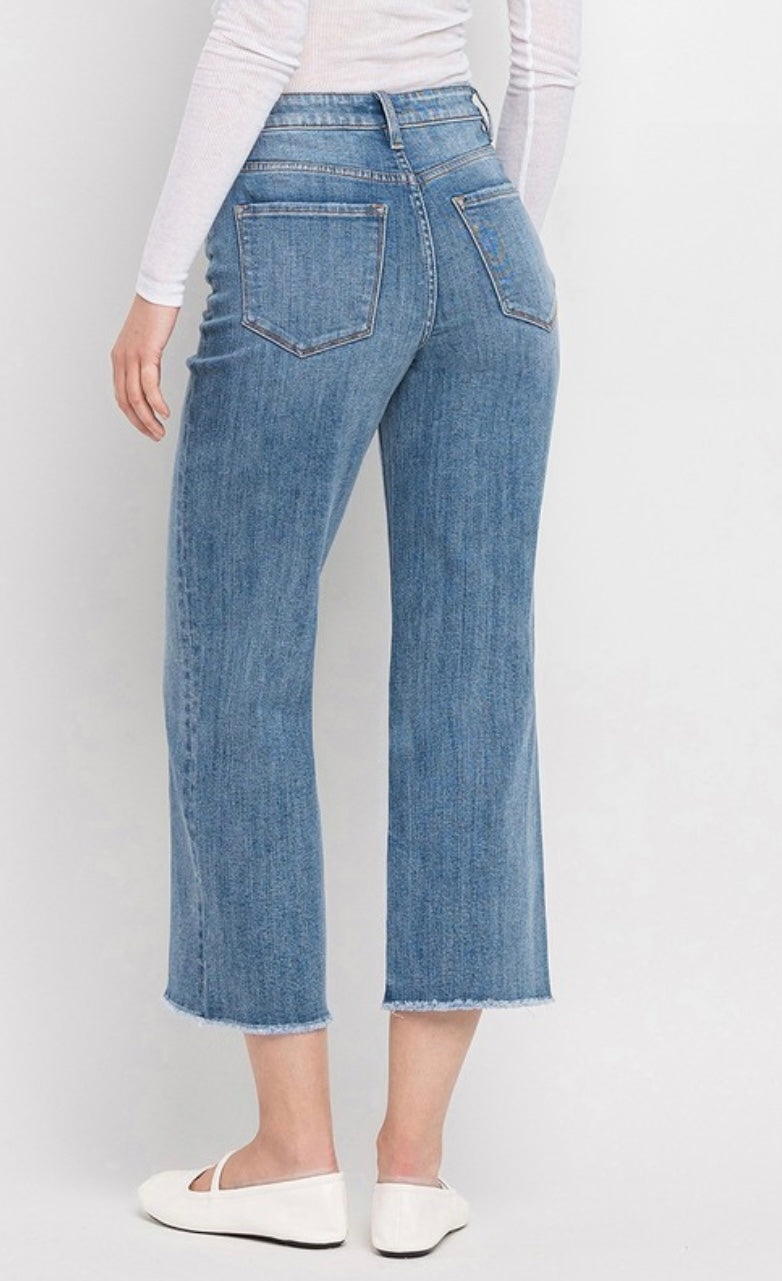 Super High Rise Medium Wash Straight Leg Denim