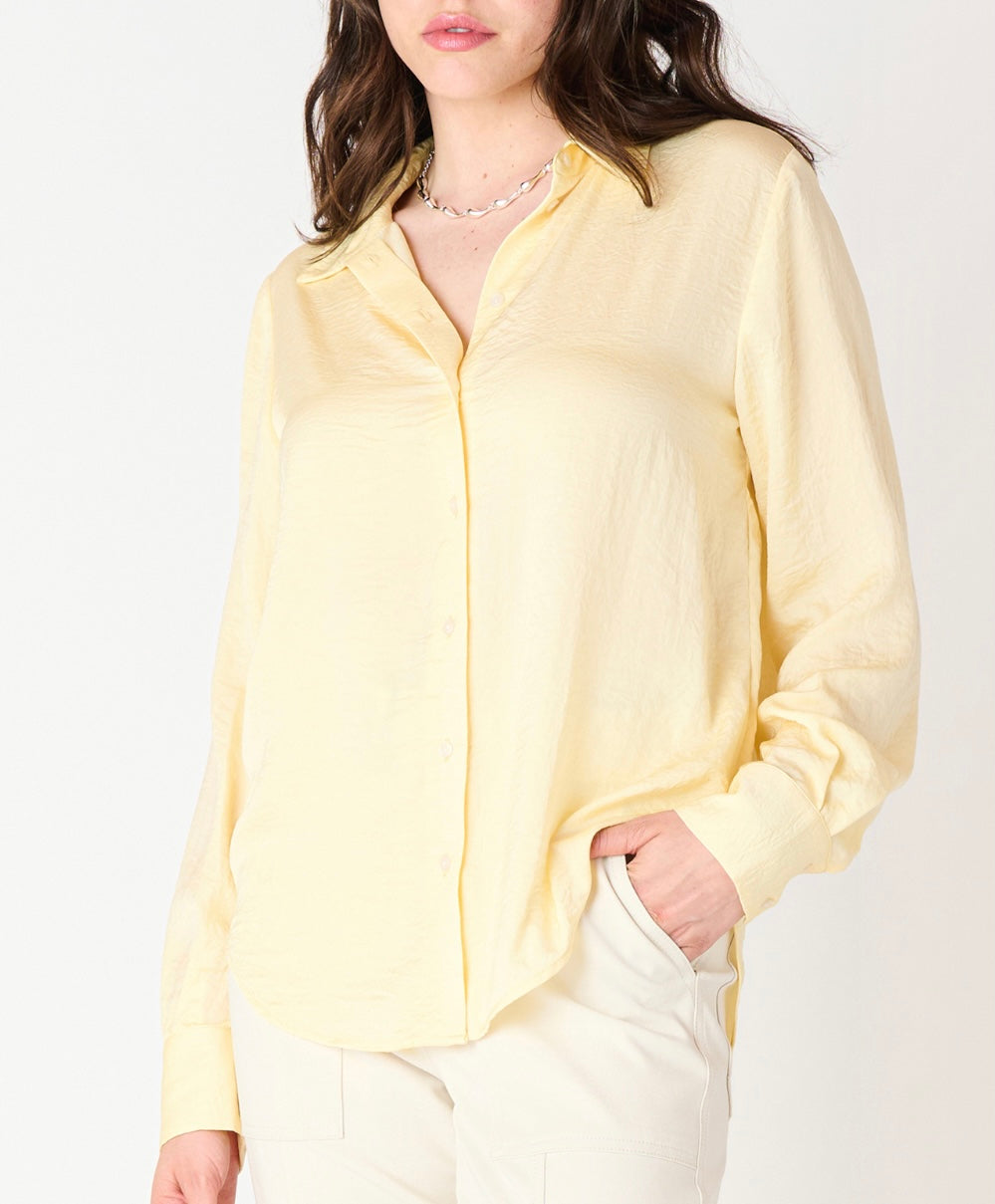 Butter Yellow Flowy Satin Top