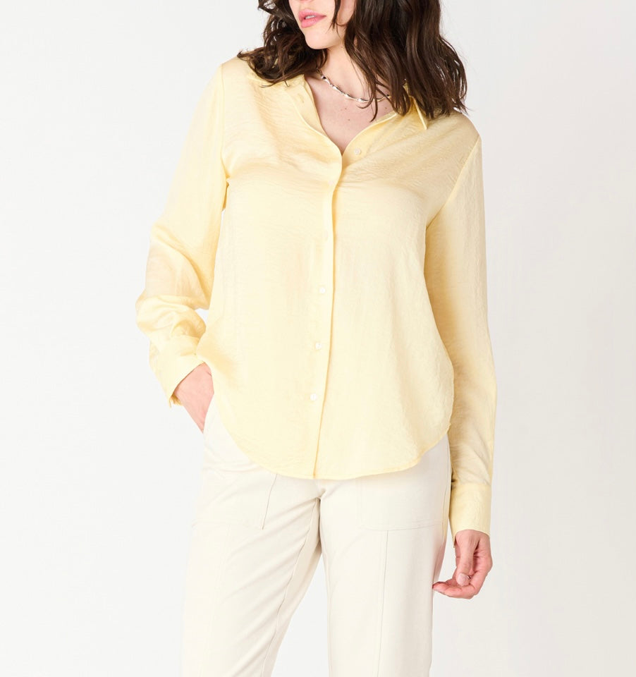 Butter Yellow Flowy Satin Top