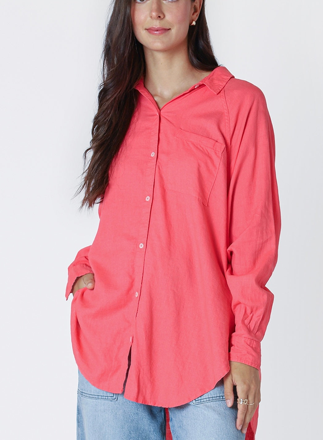 Bright Coral Woven Top