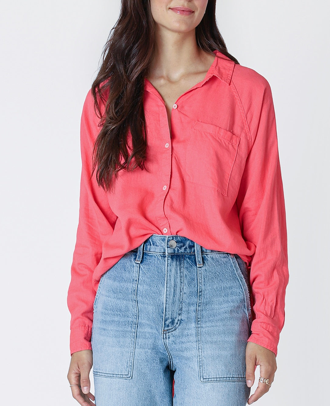 Bright Coral Woven Top