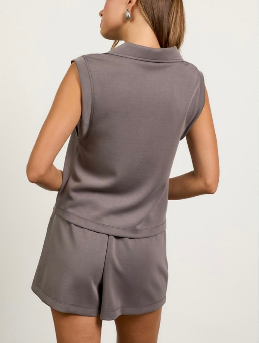 Softest Modal Sleeveless Top in Charcoal