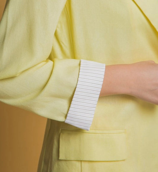 Linen Blazer with Rolled Sleeve Detail
