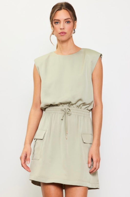 Sage Cargo Mini Dress