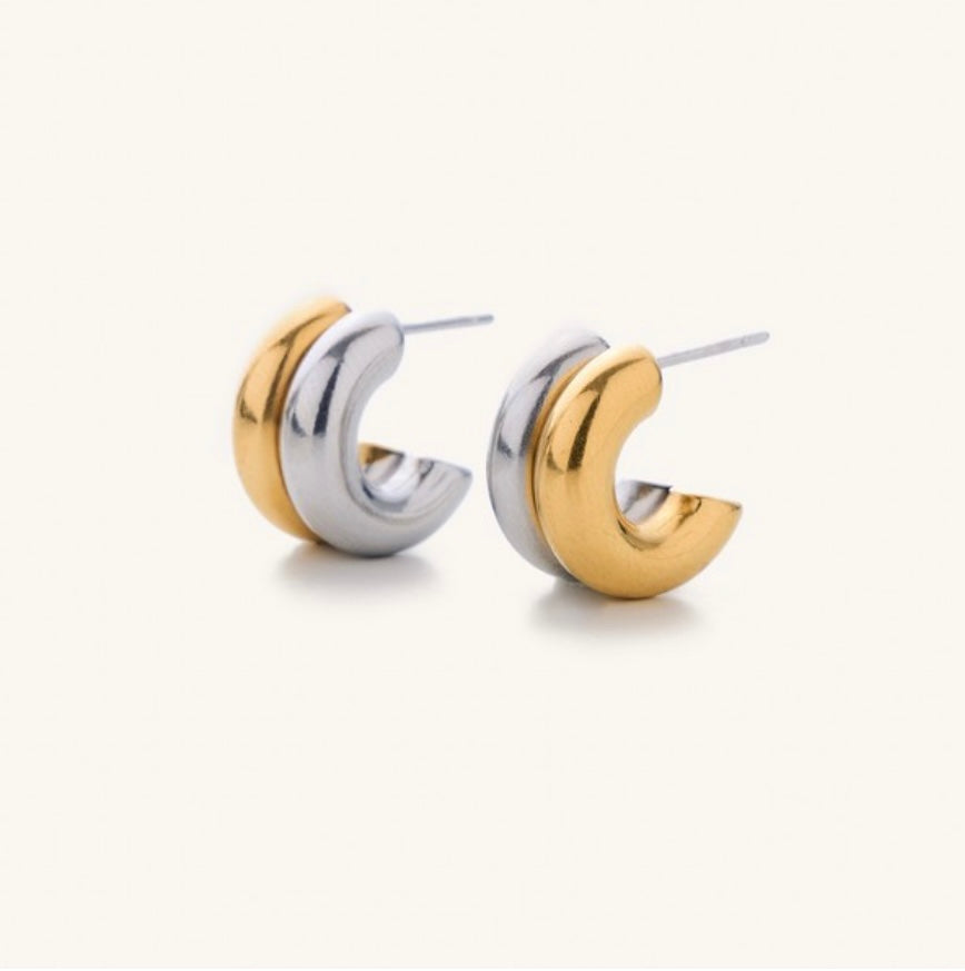 Two Toned Hoop Earrings