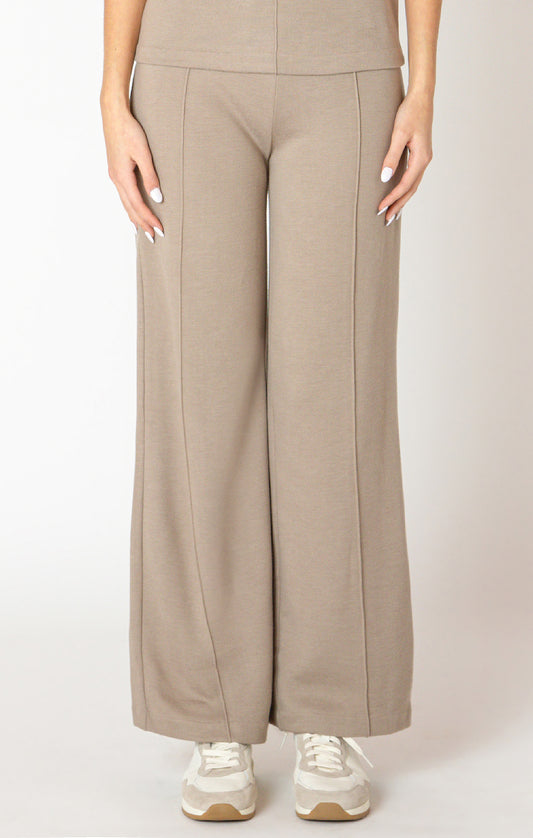 Wide Leg Seam Detail Pant in Almond