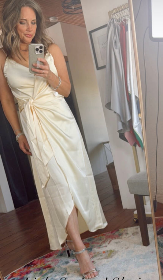 Take Me To Kentucky Butter Yellow Satin Dress