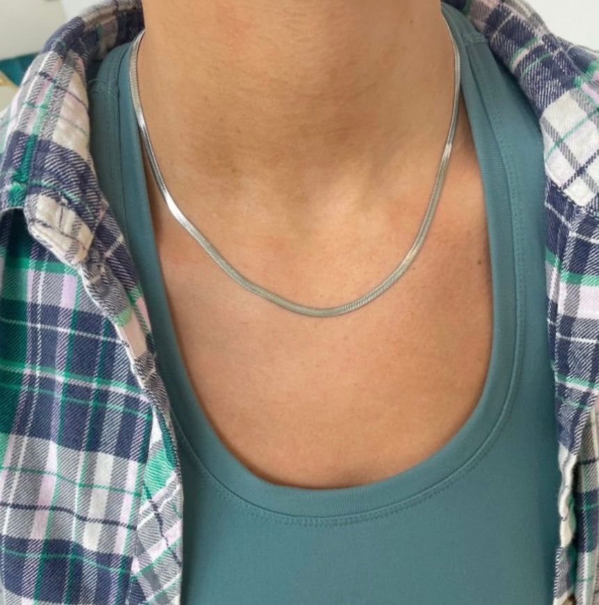 Silver Herringbone Necklace