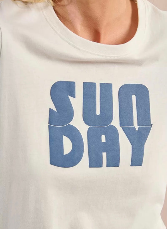 Sunday White Cotton T‑Shirt