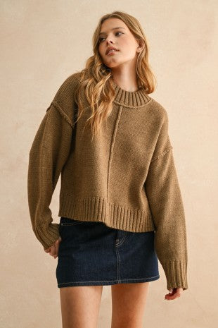 Soft Brown Slit Detail Sweater