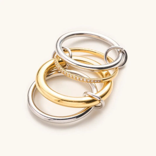 Mixed Metal Stacked Ring Set