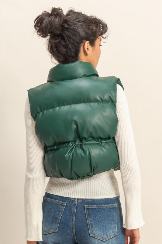 Green Faux Leather Vest