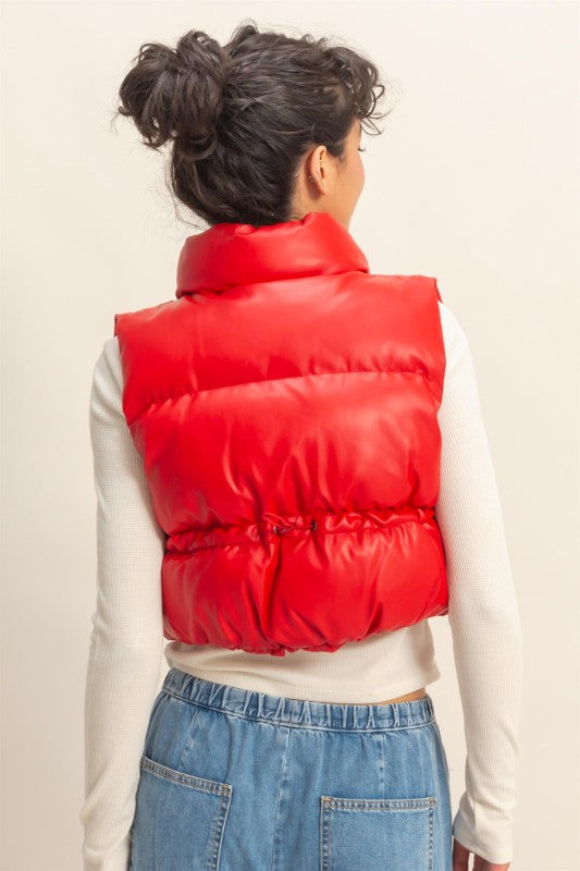 Red Faux Leather Vest