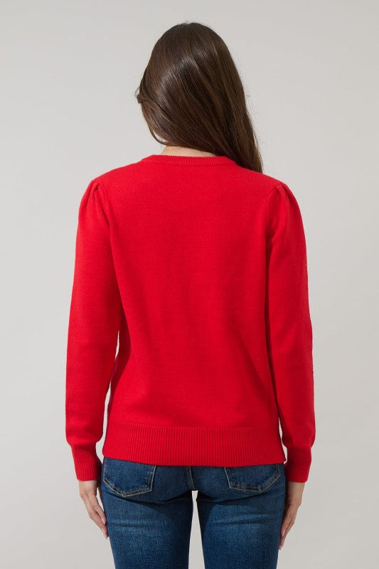 Red with Pink Cheers! Sweater