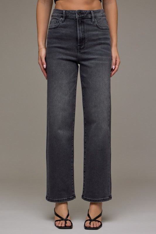 Charcoal Gray Wide Leg Denim