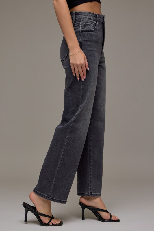 Charcoal Gray Wide Leg Denim