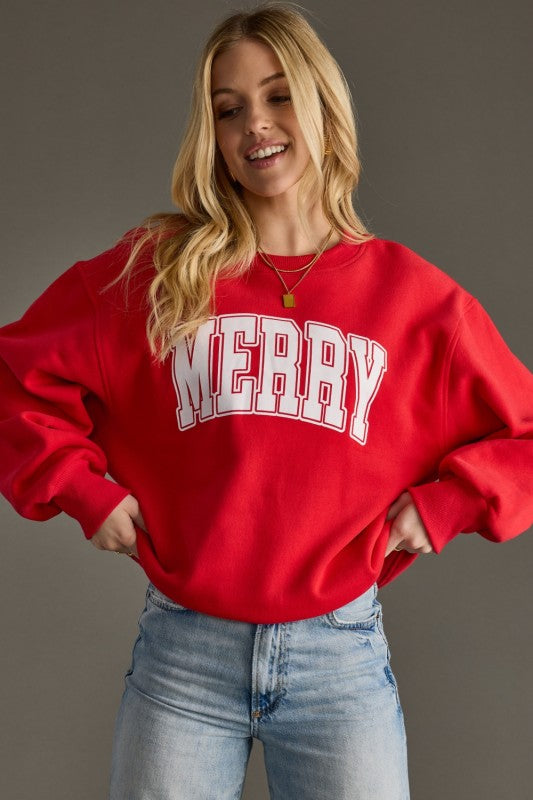 Merry Sweatshirt Available in Red & Green