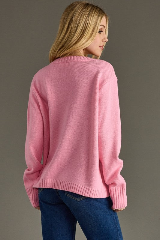 Pink & Red Merry Sweater