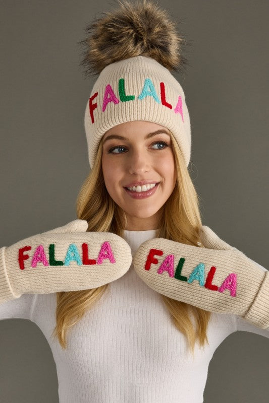 FA LA LA LA Stocking Hat & Mittens Set