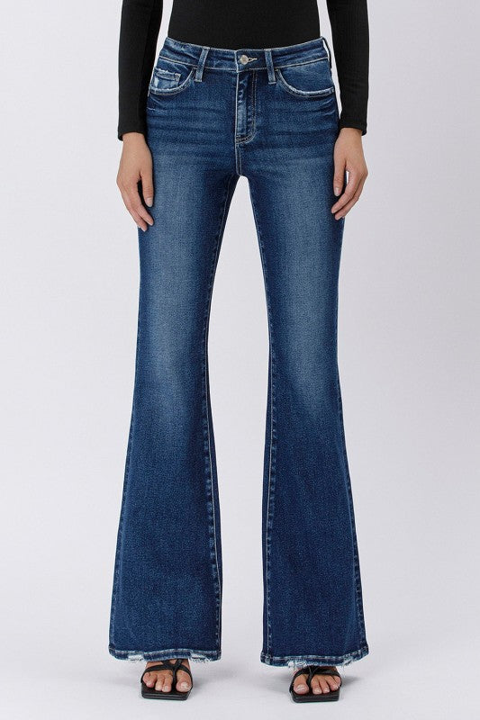 High Rise Full Length Flare Denim