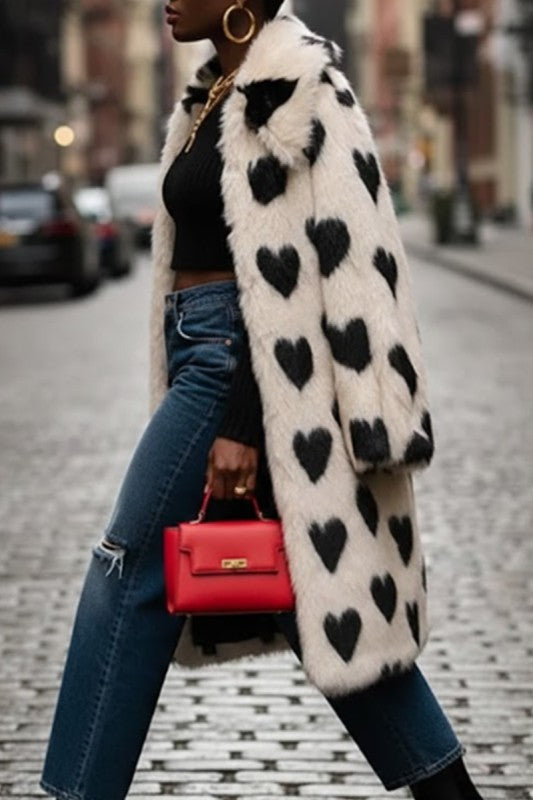 Queen of Hearts Faux Fur Jacket