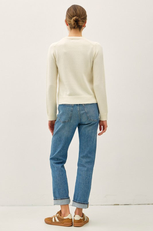 Cream Wool Blended Sweater